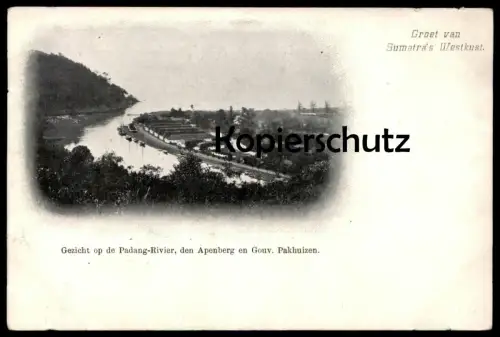 ALTE POSTKARTE SUMATRA SUMATRAS WESTKUST PADANG RIVER APENBERG GOUV. PAKHUIZEN Indonesia Indonesien postcard cpa AK