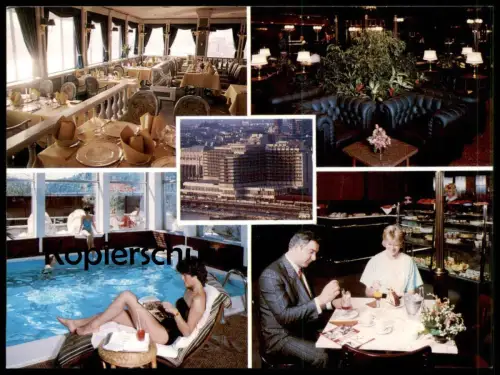 ÄLTERE POSTKARTE BUDAPEST HOTEL DUNA INTER-CONTINENTAL SCHWIMMBAD swimming pool piscine Intercontinental postcard cpa AK