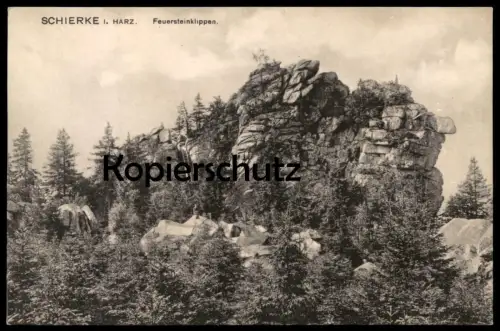 ALTE POSTKARTE SCHIERKE HARZ FEUERSTEINKLIPPEN WANDERER TREPPE AK Ansichtskarte cpa postcard
