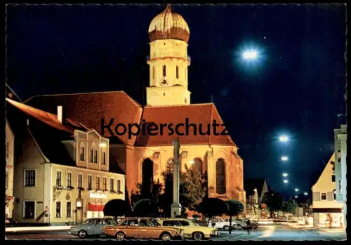 ÄLTERE POSTKARTE SCHONGAU BEI NACHT MERCEDES AUTO AUTOS car cars Ansichtskarte AK cpa postcard