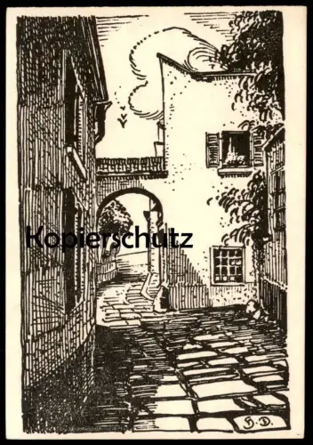 ALTE KÜNSTLER POSTKARTE PEUERBACH FLEISCHERGÄSSCHEN HANS DOBLMAYER Österreich Austria Doblmaier postcard AK Elektrizität