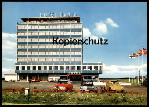 ÄLTERE POSTKARTE INSEL FEHMARN PUTTGARDEN HOTEL DANIA AN DER VOGELFLUGLINIE DEUTSCHLAND - DÄNEMARK VW KÄFER AK postcard