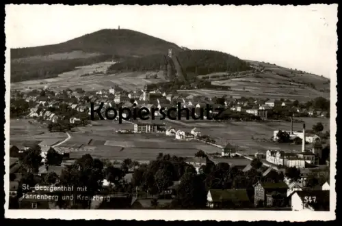 ALTE POSTKARTE ST. GEORGENTHAL TANNENBERG UND KREUZBERG BÖHMEN JIRETIN POD JEDLOVOU JOSEF FISCHER BERGRESTAURANT AK cpa