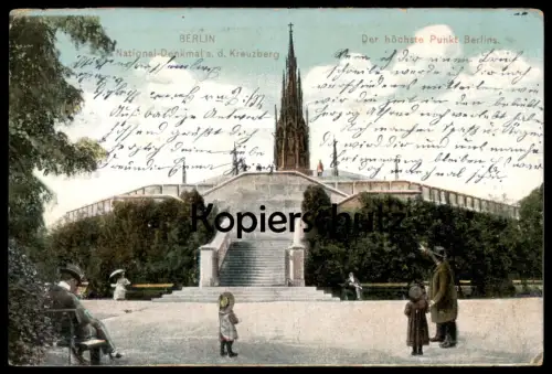 ALTE POSTKARTE BERLIN NATIONAL-DENKMAL AUF DEM KREUZBERG DER HÖCHSTE PUNKT BERLINS
