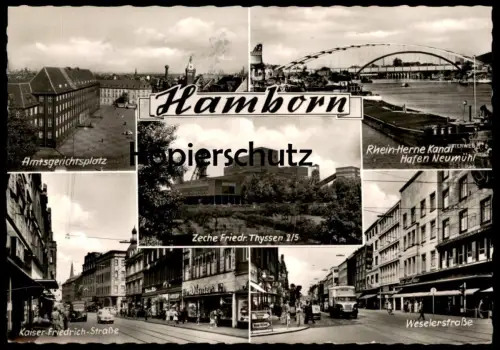 ÄLTERE POSTKARTE DUISBURG HAMBORN ZECHE THYSSEN WESELER STRASSE RHEIN HERNE KANAL Frachtschiff cargo ship postcard AK