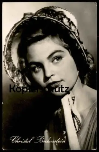 ALTE KARTE CHRISTEL BODENSTEIN FILM-SCHAUSPIELERIN STARFOTO VEB PROGRESS BERLIN HUT DDR actress postcard hat cpa AK