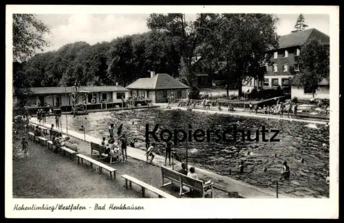 ÄLTERE POSTKARTE HOHENLIMBURG WESTFALEN BAD HENKHAUSEN FREIBAD SCHWIMMBAD HAGEN bath Adenauer Ansichtskarte cpa postcard
