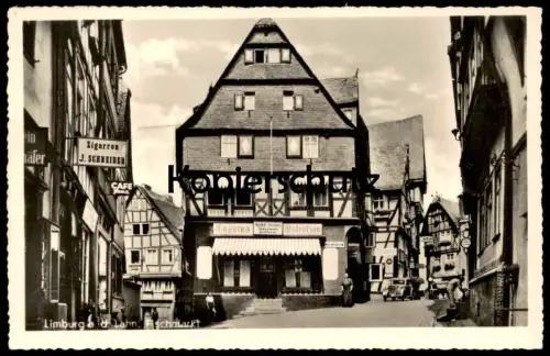 ALTE POSTKARTE LIMBURG AN DER LAHN FISCHMARKT ZIGARREN J. SCHNEIDER TAPETEN JOSEF SEIBEL POLSTERER AK cpa postcard
