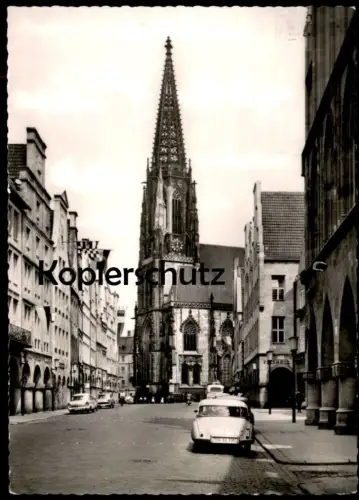 ÄLTERE POSTKARTE MÜNSTER WESTFALEN ST. LAMBERTI UND PRINZIPALMARKT AUTO UNION DKW 1000 Ansichtskarte AK postcard cpa