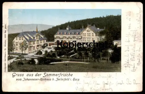 ALTE POSTKARTE CLAUSTHAL-ZELLERFELD JOHANNESER KURHAUS VERGOLDETE FENSTER GIEBEL OBERHARZ Ansichtskarte cpa postcard