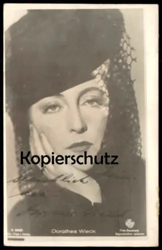 ALTE REPRO KARTE DOROTHEA WIECK MIT HUT AUTOGRAMM FILM-SCHAUSPIELERIN ROSS VERLAG actress acteur postcard cpa