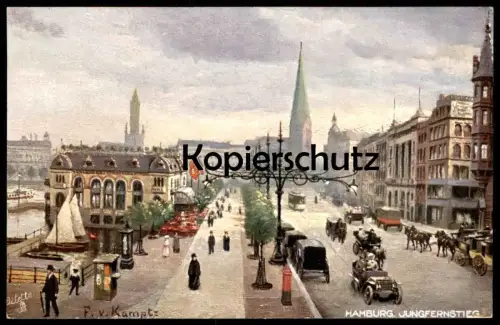 ALTE POSTKARTE JUNGFERNSTIEG OILETTE RAPHAEL TUCK SERIE HAMBURG No. 609 B DEUTSCHE STÄDTE KAMPTZ Ansichtskarte postcard