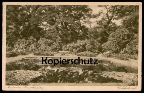ALTE POSTKARTE HANNOVER HERRENHAUSEN GOLDFISCHTEICH TEICH HERRENHÄUSEN GARTEN Ansichtskarte AK cpa postcard