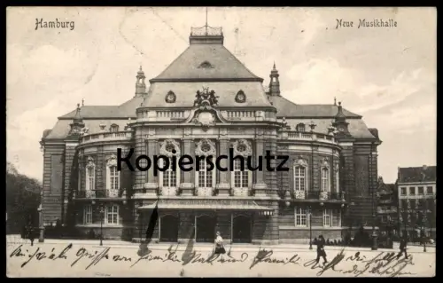 ALTE POSTKARTE HAMBURG NEUE MUSIKHALLE 1909 HALLE music hall Ansichtskarte AK postcard cpa