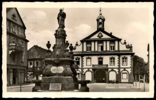 ALTE POSTKARTE RASTATT IN BADEN RATHAUS 26.11.1939 Verfasser schreibt über Entlassung Arbeitsdienst Ansichtskarte AK cpa