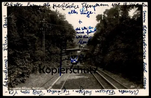 ALTE POSTKARTE WUPPERTAL BARMEN BERGBAHN STEMPEL 1942 Tram Tramway Bahn Train Feldpost AK Ansichtskarte postcard cpa