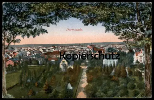ALTE POSTKARTE DARMSTADT PANORAMA WOHNHÄUSER TOTALANSICHT VILLEN VILLA BÄUME Ansichtskarte cpa postcard AK