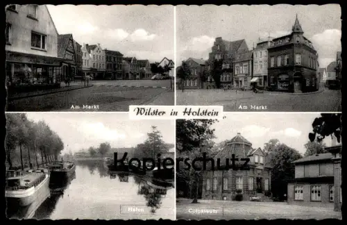 ÄLTERE POSTKARTE WILSTER IN HOLSTEIN AM MARKT COLOSSEUM HAFEN FRACHTSCHIFF SENIA AK Ansichtskarte cpa postcard