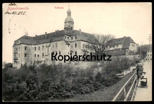 ALTE POSTKARTE DIPPOLDISWALDE SCHLOSS KINDER KIND IM HANDKARREN JUNGE children castle chateau Ansichtskarte postcard cpa