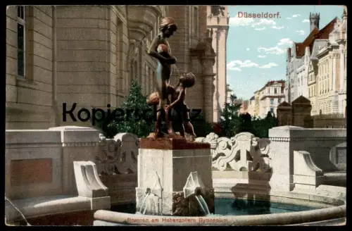 ALTE POSTKARTE DÜSSELDORF BRUNNEN AM HOHENZOLLERN GYMNASIUM fountain fontaine puits Ansichtskarte AK postcard cpa