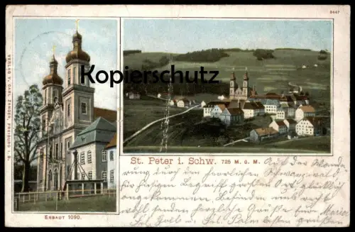 ALTE POSTKARTE ST. PETER IM SCHWARZWALD PANORAMA KIRCHE ERBAUT 1090 Sankt black forest Ansichtskarte AK postcard cpa