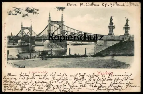ALTE PRÄGE POSTKARTE MANNHEIM AM RHEIN FRIEDRICHSBRÜCKE 1900 Embossed Card gaufrée gauffrée Ansichtskarte postcard cpa