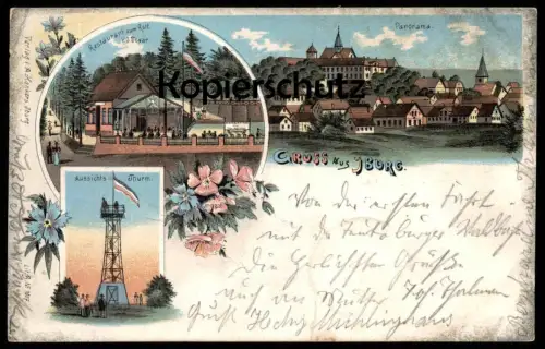 ALTE LITHO POSTKARTE GRUSS AUS IBURG 1901 PANORAMA TURM RESTAURANT LITHOGRAFIE 1901 Bad Ansichtskarte AK postcard cpa