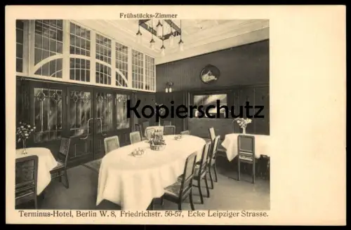 ALTE POSTKARTE BERLIN TERMINUS-HOTEL FRÜHSTÜCKS-ZIMMER FRIEDRICHSTRASSE 56-57 ECKE LEIPZIGER STRASSE TRAPP cpa postcard