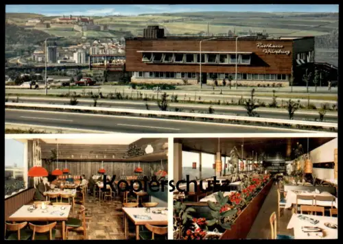 ÄLTERE POSTKARTE AUTOBAHN-RASTHAUS WÜRZBURG NORDSEITE RASTSTÄTTE motorway highway autoroute Ansichtskarte cpa postcard