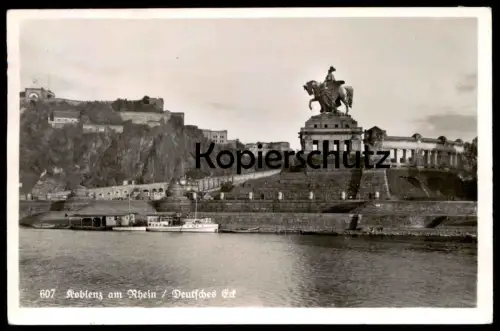 ALTE POSTKARTE KOBLENZ RHEIN DEUTSCHES ECK DENKMAL Schiff Monument AK Ansichtskarte postcard cpa