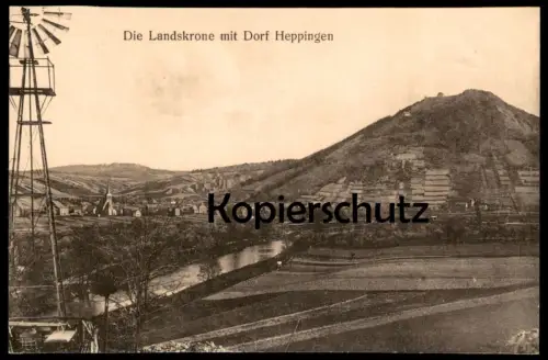 ALTE POSTKARTE DIE LANDSKRONE MIT DORF HEPPINGEN WINDRAD WINDMÜHLE BAD NEUENAHR AHRWEILER Ansichtskarte AK postcard cpa