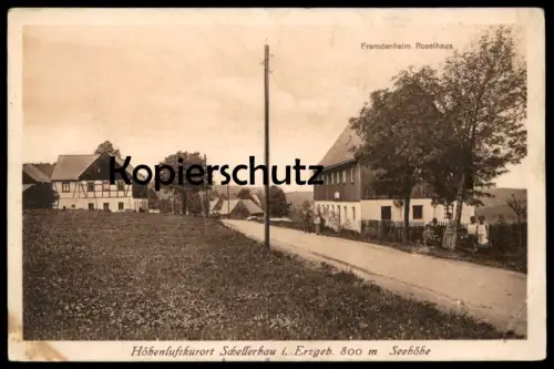 ALTE POSTKARTE SCHELLERHAU FREMDENHEIM ROSELHAUS 800 METER SEEHÖHE Altenberg Erzgebirge Ansichtskarte AK postcard cpa