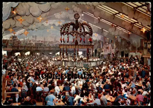 ÄLTERE POSTKARTE MÜNCHEN GRÜSSE VOM OKTOBERFEST HACKERBRÄU FESTHALLE ZELT Munich Bier Beer Ansichtskarte AK postcard cpa