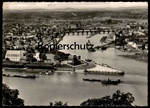 ÄLTERE POSTKARTE KOBLENZ DAS DEUTSCHE ECK Coblenz Schiffe Rhein Frachtschiff Schiff cargo freight ship transport