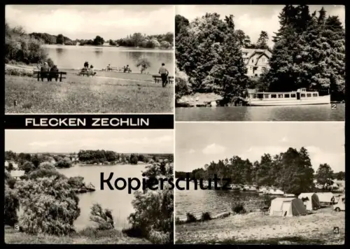 ÄLTERE POSTKARTE FLECKEN ZECHLIN SCHWARZER SEE FDGB ERHOLUNGSHEIM EISENHÖHE WOHNBOOTE ZELTE RHEINSBERG MARK BRANDENBURG