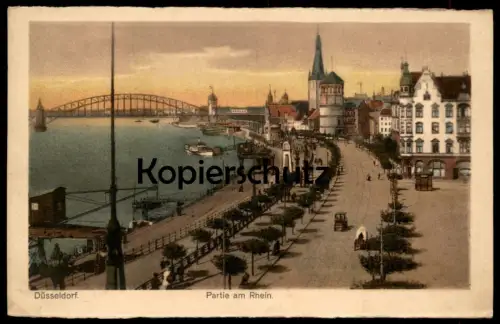 ALTE POSTKARTE DÜSSELDORFPARTIE AM RHEIN 1922 Rheinufer Ansichtskarte AK postcard cpa