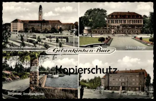 ÄLTERE POSTKARTE GELSENKIRCHEN BUER PARTIE AN DER POST BERGERSEE BUSBAHNHOF SCHLOSS BERGE Ansichtskarte AK postcard cpa