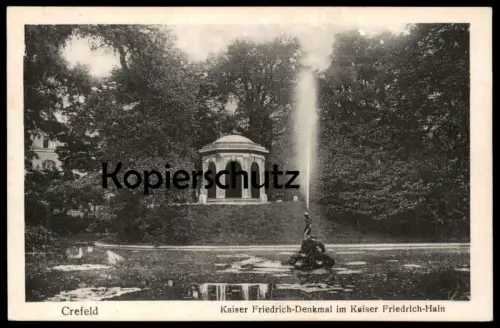 ALTE POSTKARTE CREFELD KAISER FRIEDRICH-HAIN Denkmal monument Feldpost Stempel 1916 Ansichtskarte AK postcard cpa