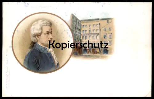 POSTKARTE PORTRÄT MOZART SALZBURG (REPRO) GEBURTSHAUS Komponist Dichter composer musician Ansichtskarte AK postcard cpa