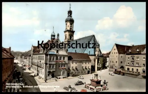 ÄLTERE POSTKARTE FREISING MARIENPLATZ LKW pickup truck camion VW Käfer Kefer Coccinelle Volkswagen Ansichtskarte cpa AK