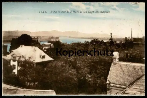 ALTE POSTKARTE BONN SUR LE RHIN ET LES SEPT MONTAGNES MIT SIEBENGEBIRGE Ansichtskarte AK postcard cpa