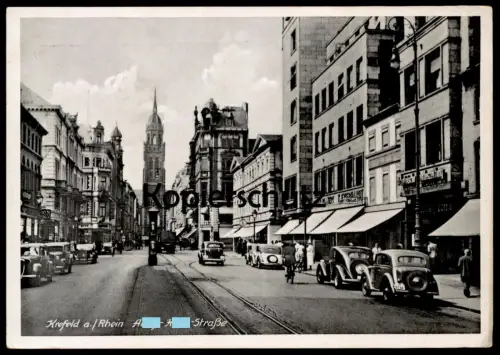 ALTE POSTKARTE KREFELD A-H-STRASSE 1943 PERSIL WMF RHEINISCHE ZEITUNG Oldtimer WHW Stempel Feldpost Ansichtskarte AK
