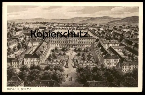 ALTE KÜNSTLER POSTKARTE RASTATT SCHLOSS FAVORITE Fliegeraufnahme Luftbild Favorit castle chateau Ansichtskarte postcard
