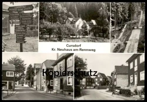 ÄLTERE POSTKARTE CURSDORF KREIS NEUHAUS WEGWEISER GASTSTÄTTE TALMÜHLE KARL-MARX-PLATZ Thüringen Ansichtskarte postcard