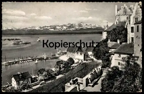 ÄLTERE POSTKARTE MEERSBURG AM BODENSEE ALTES SCHLOSS KÄNZELE UND HAFEN 1959 harbour port Ansichtskarte AK postcard cpa