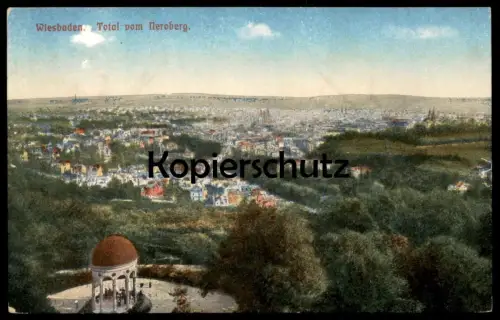 ALTE POSTKARTE WIESBADEN TOTAL VOM NEROBERG PANORAMA AK Ansichtskarte cpa postcard
