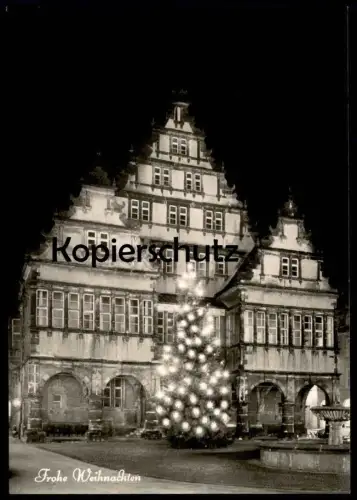 ÄLTERE POSTKARTE PADERBORN FROHE WEIHNACHTEN RATHAUS Springbrunnen Nacht at night Fontaine Christmas AK cpa postcard