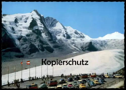 POSTKARTE GROSSGLOCKNER STRASSE FREIWANDECK VW BUS Brezel Käfer Kever Coccinelle Volkswagen Gletscher Auto cars voitures