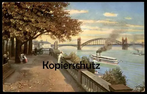 ALTE KÜNSTLER POSTKARTE BONN ALTER ZOLL Dampfer Steamer Künstlerkarte Heinrich Hoffmann Künstler Maler Peintre Painter