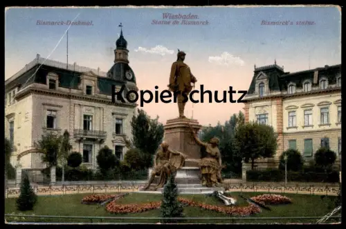 ALTE POSTKARTE WIESBADEN BISMARCK-DENKMAL STATUE 1925 monument AK Ansichtskarte cpa postcard